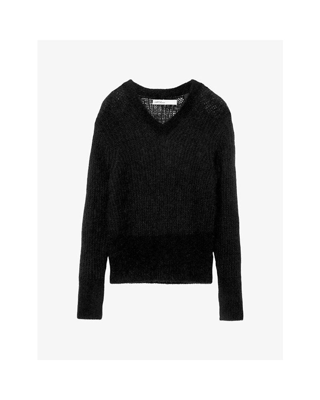 AllSaints Black Mabel V-Neck Knitted Jumper