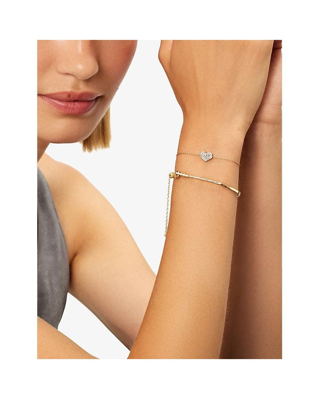Kismet by Milka White Maxi Cherish 0.07Ct Baguette-Diamond And 0.09Ct Diamond Chain Bracelet