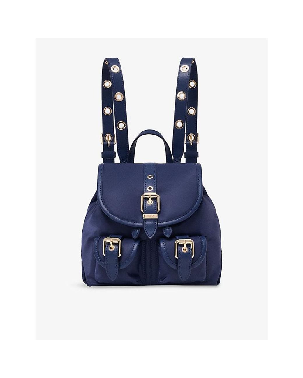Maje Blue Eyelet-Embellished Mini Nylon And Leather Backpack