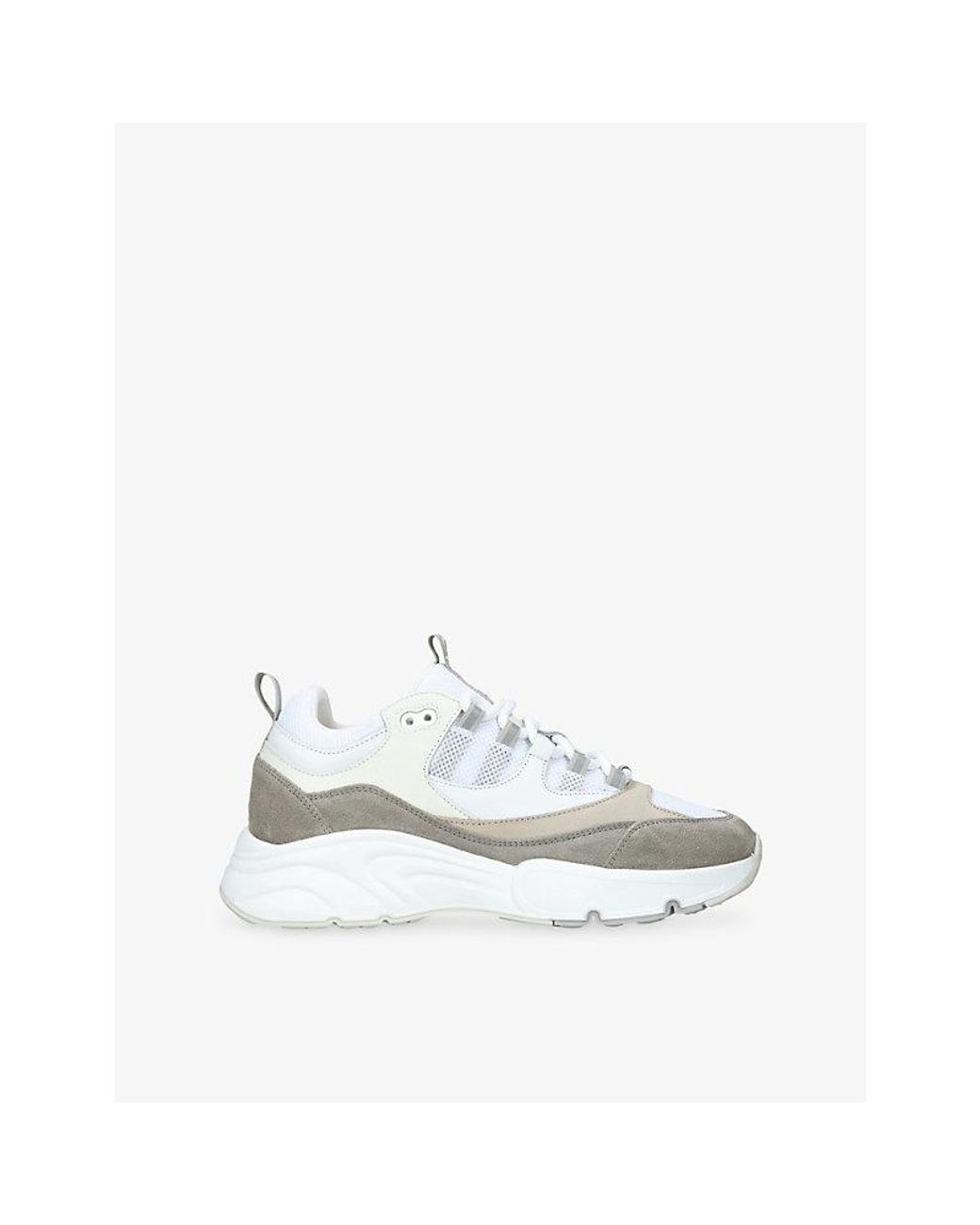 Cleens White Aero Runner Leather, Suede And Mesh Trainers for men