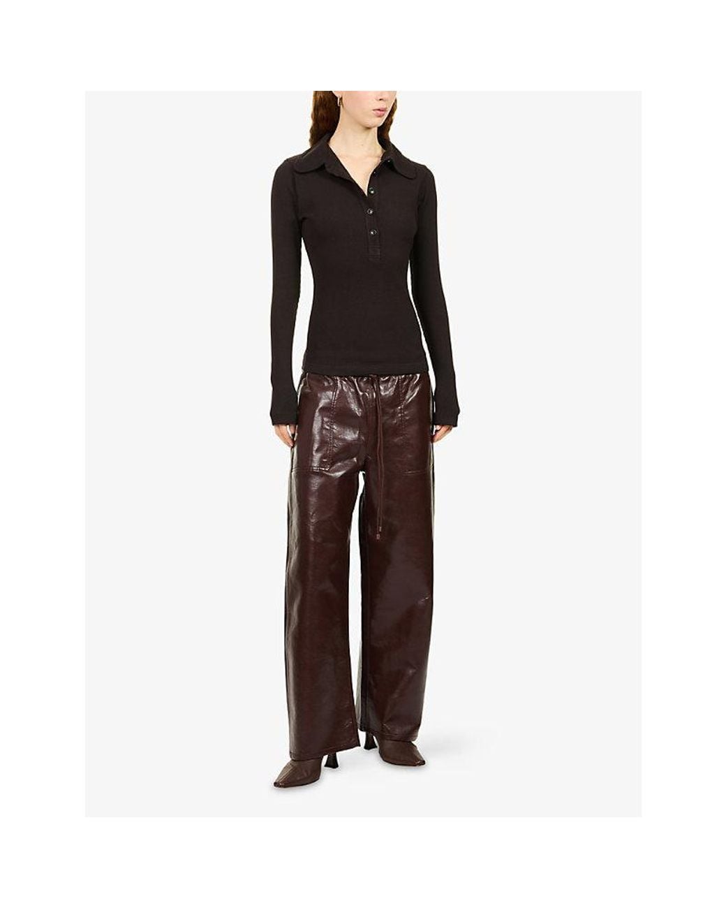 Citizens of Humanity Red Rework Pull On Leather Trousers