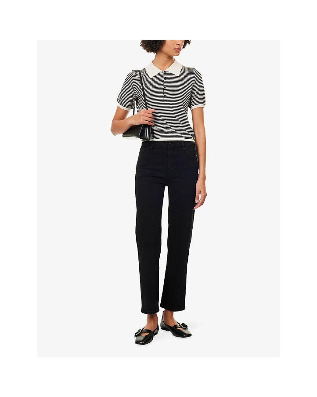 FRAME Black Le Sleek Straight-Leg High-Rise Stretch-Denim Blend Jeans