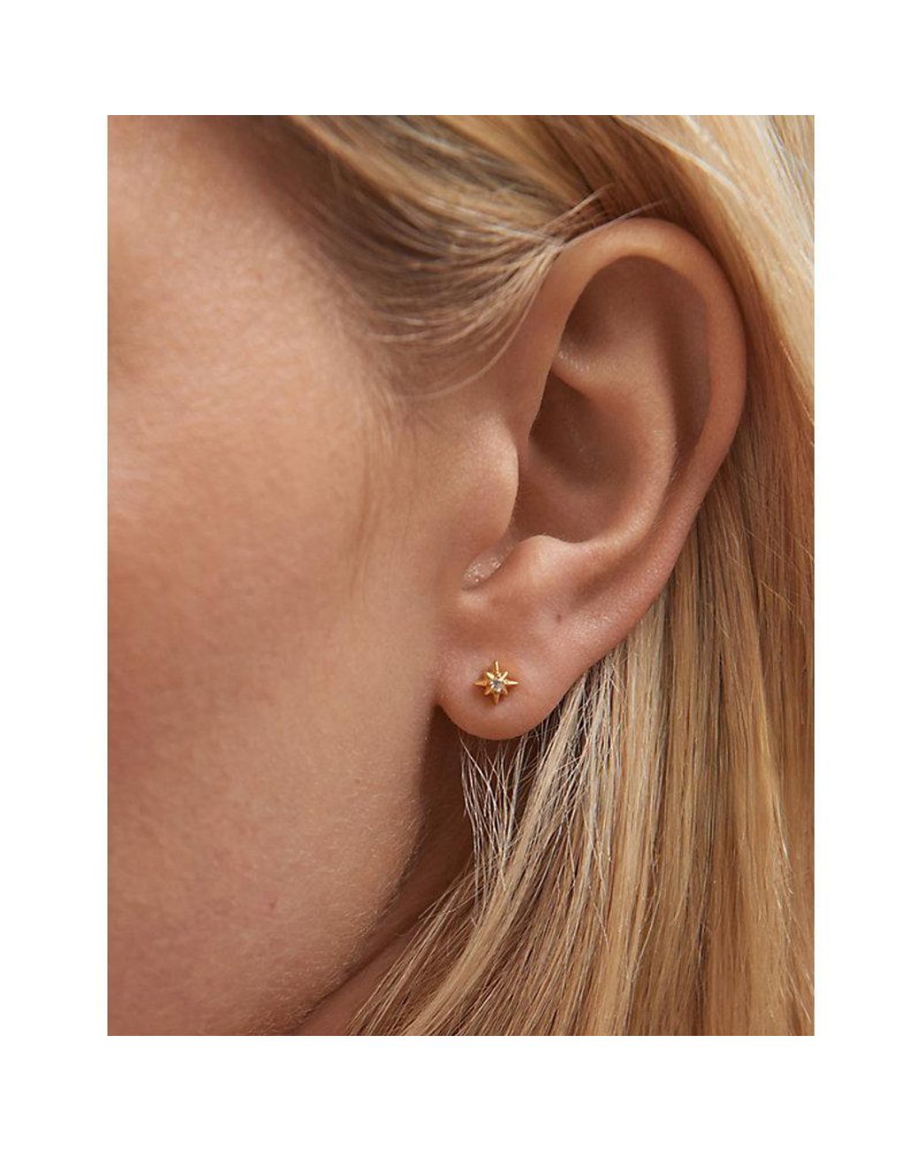 Astley Clarke Metallic Polaris Star 18Ct-Plated Sterling- And Sapphire Stud Earrings