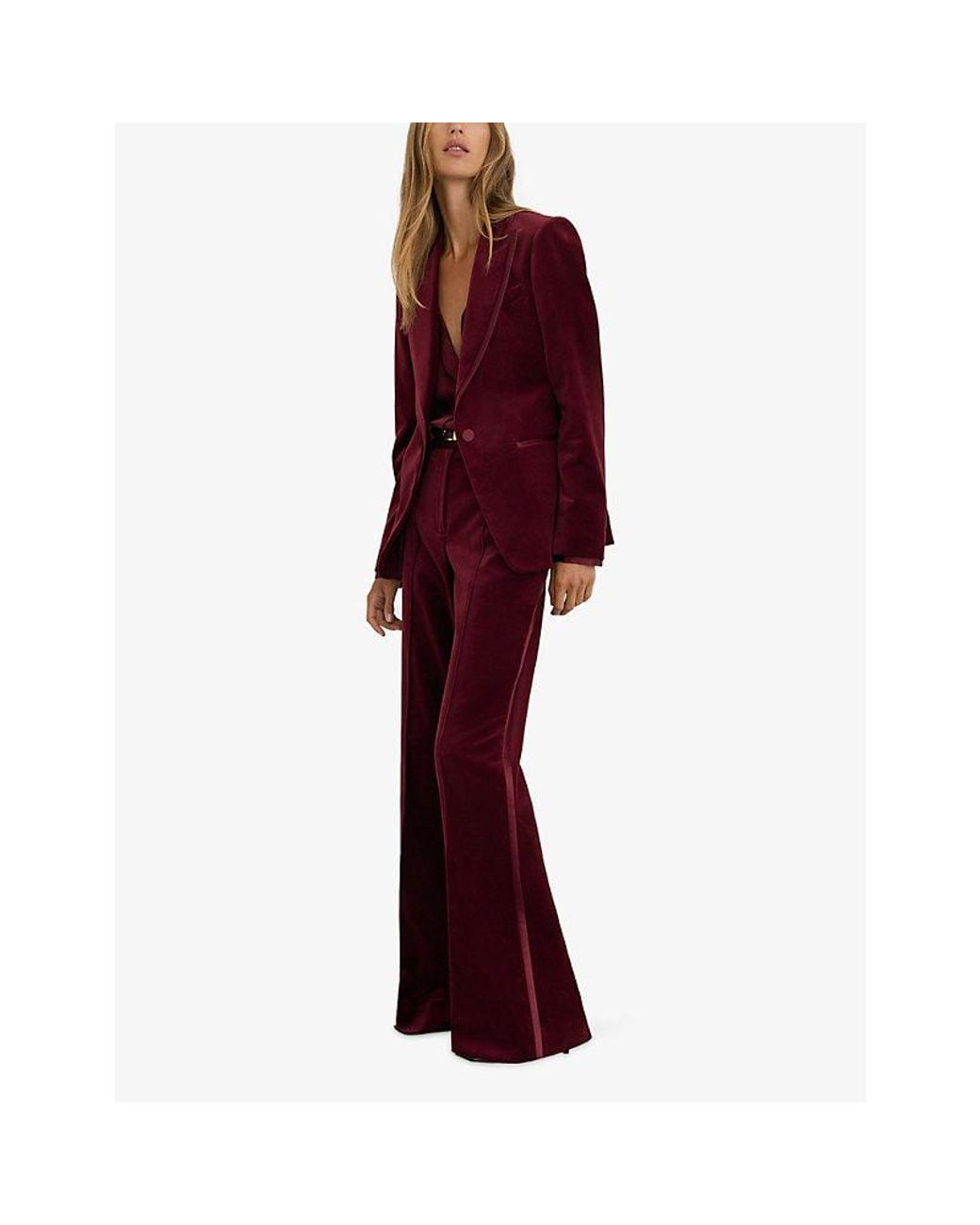Reiss Wren Flared-Leg Velvet Trousers