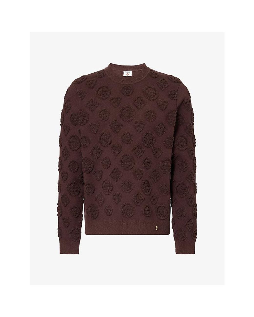 Casablanca Brown Textured Monogram Cotton-Blend Jumper for men