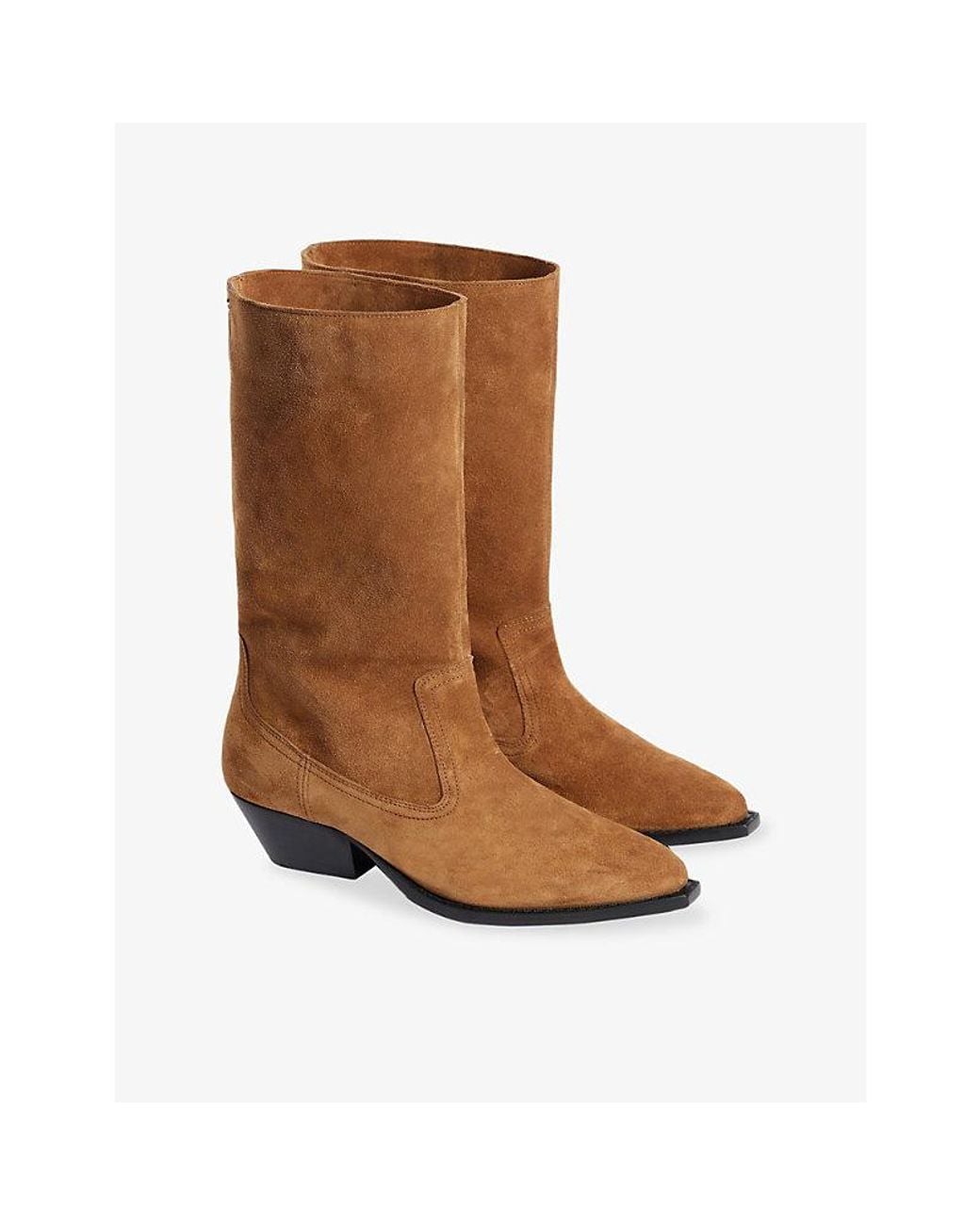 Sandro Brown Western Knee-High Suede Boots