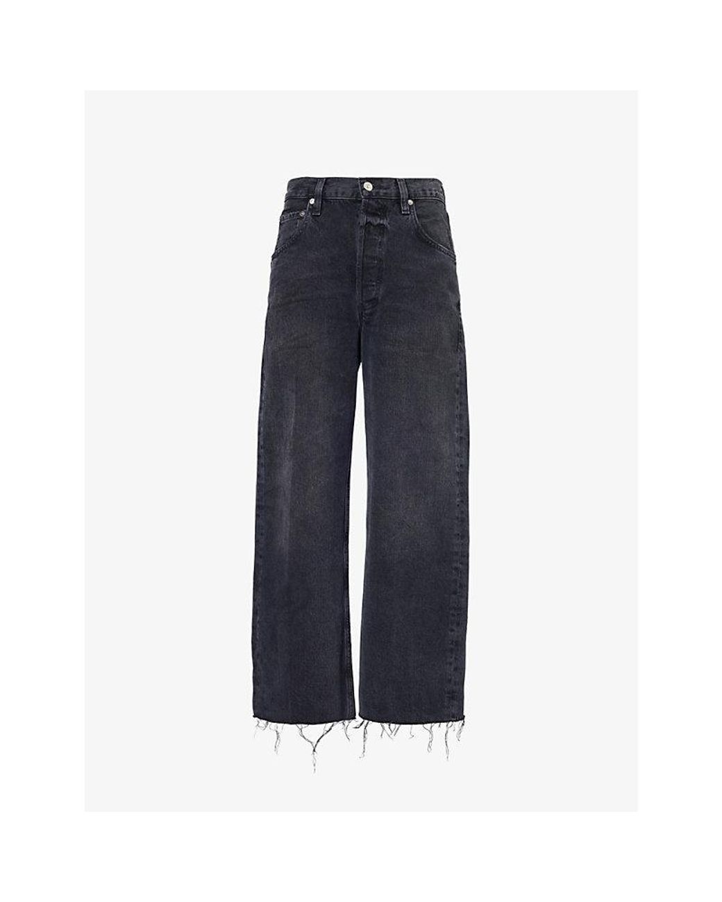 Citizens of Humanity Blue Ayla Raw-Hem Wide-Leg Jeans