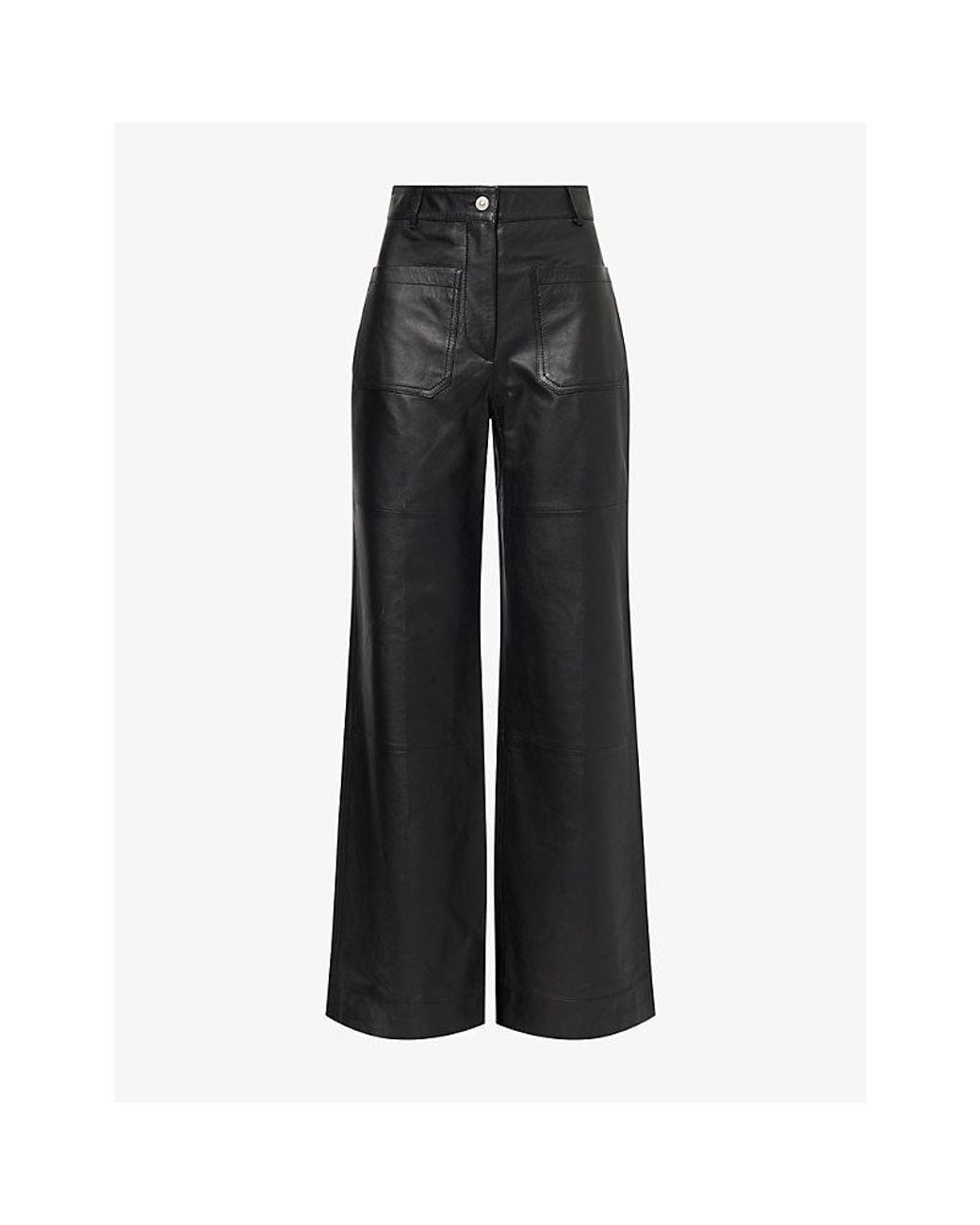 Victoria Beckham Black Alina Straight-Leg Leather Trousers