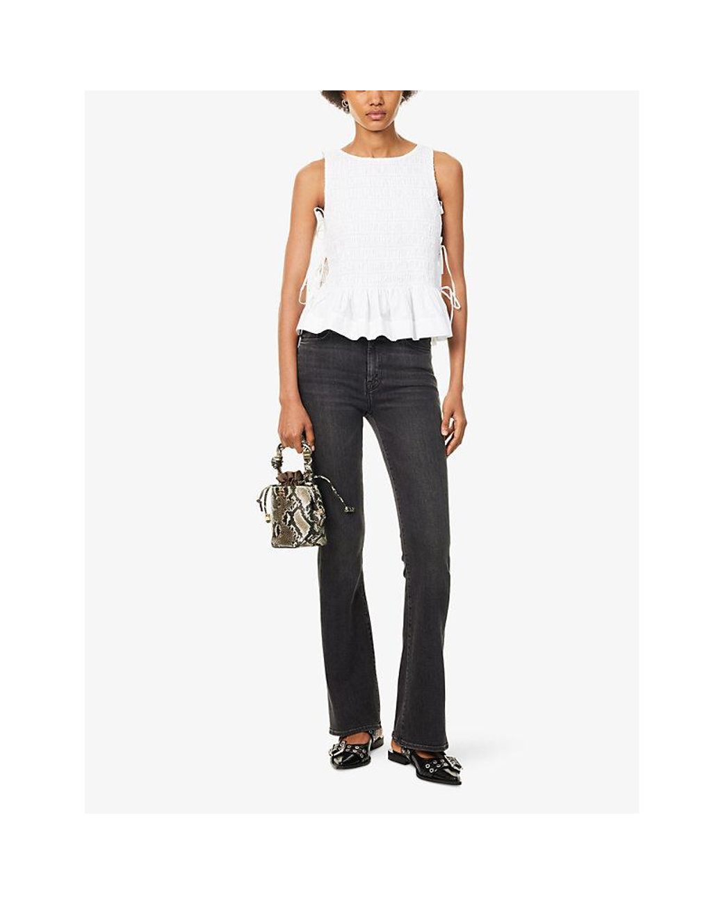 Mother Black The Weekender Flared Stretch-Denim Blend Jeans
