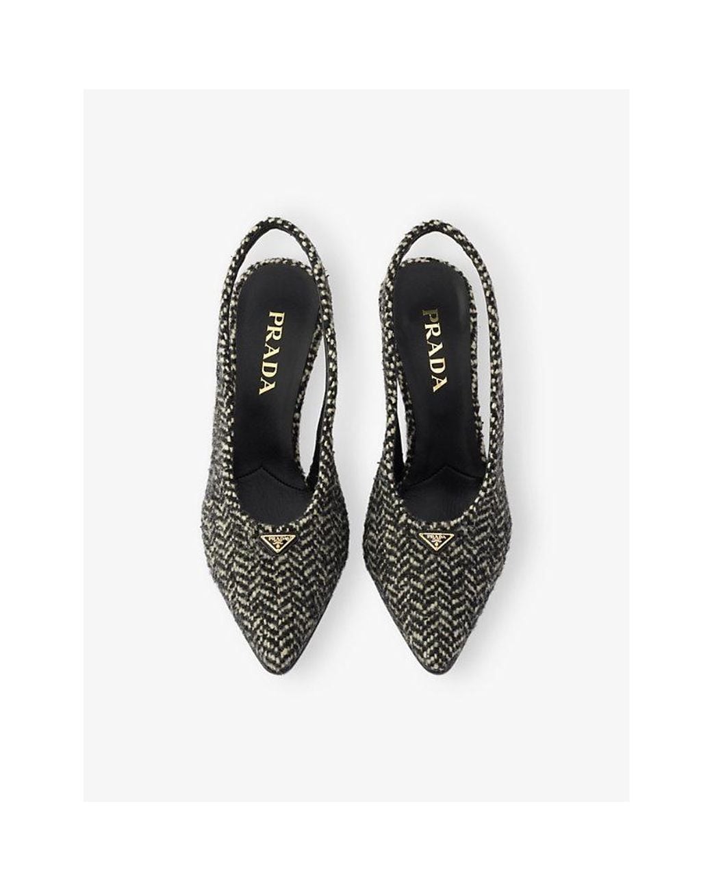Prada Gray Chevron Tweed Slingbacks