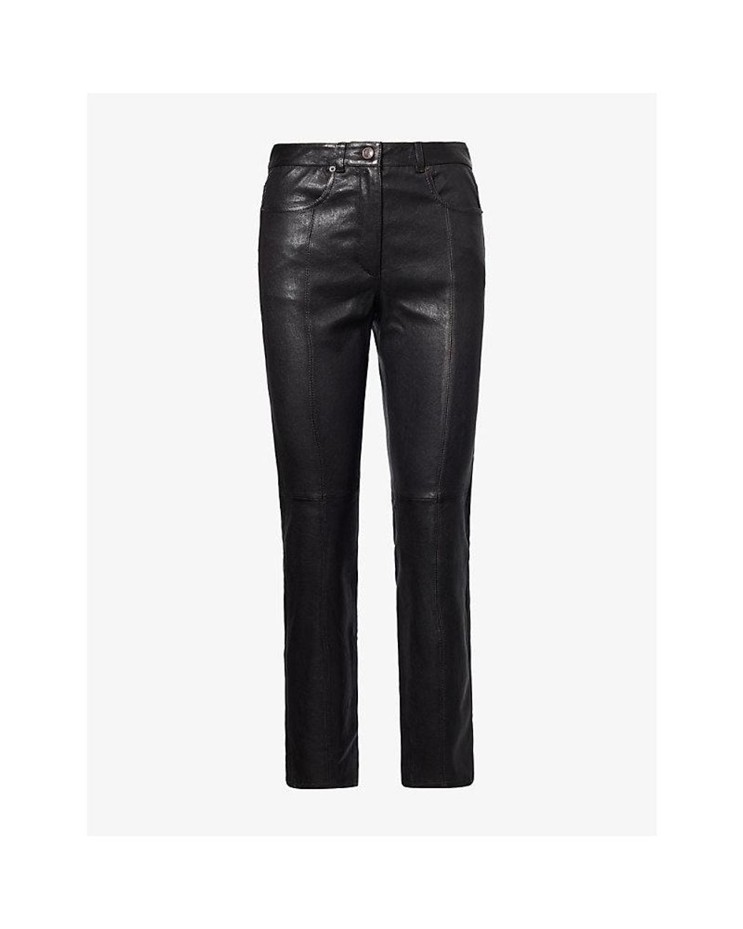 ME+EM Black Skinny Boot Leather Trousers