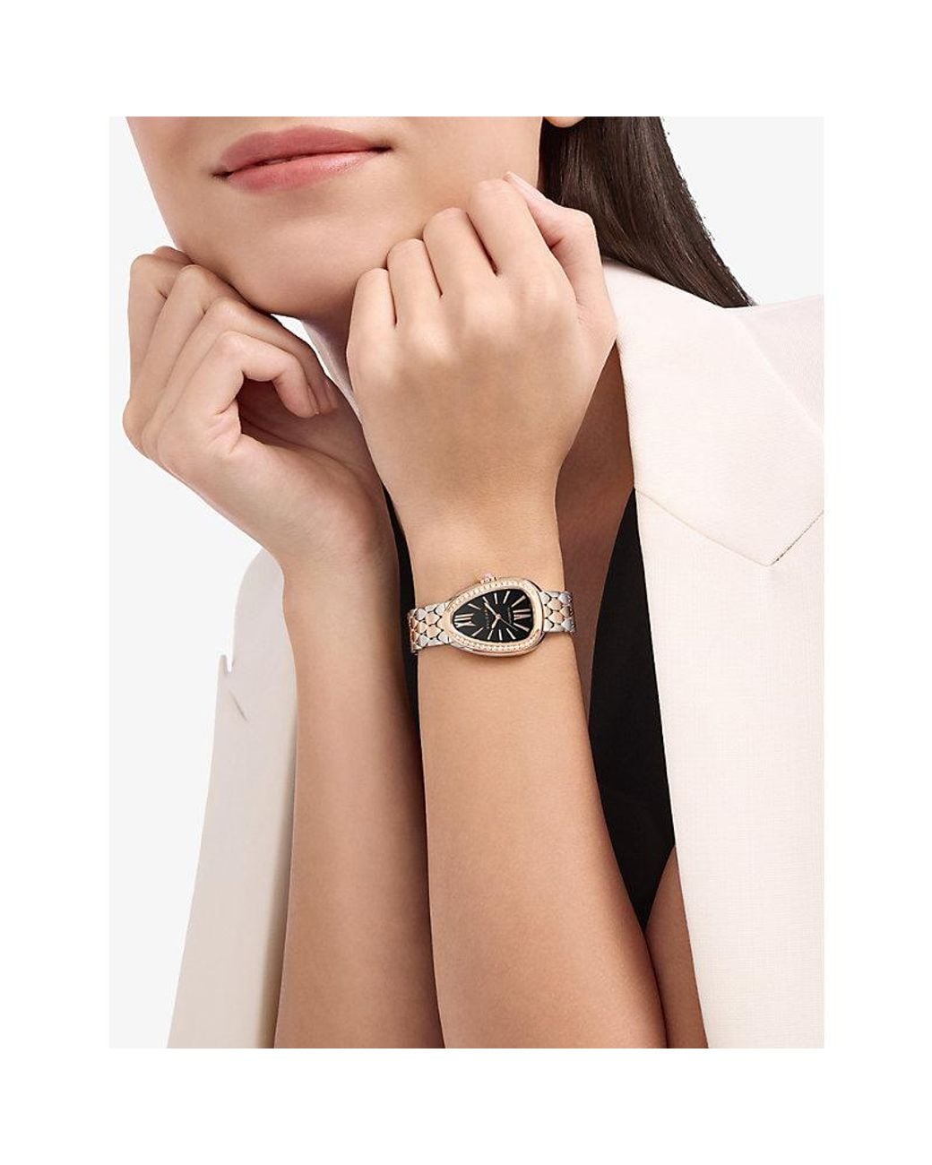 BVLGARI Metallic Serpenti Seduttori 18Ct, Stainless-Steel Diamond Automatic Watch