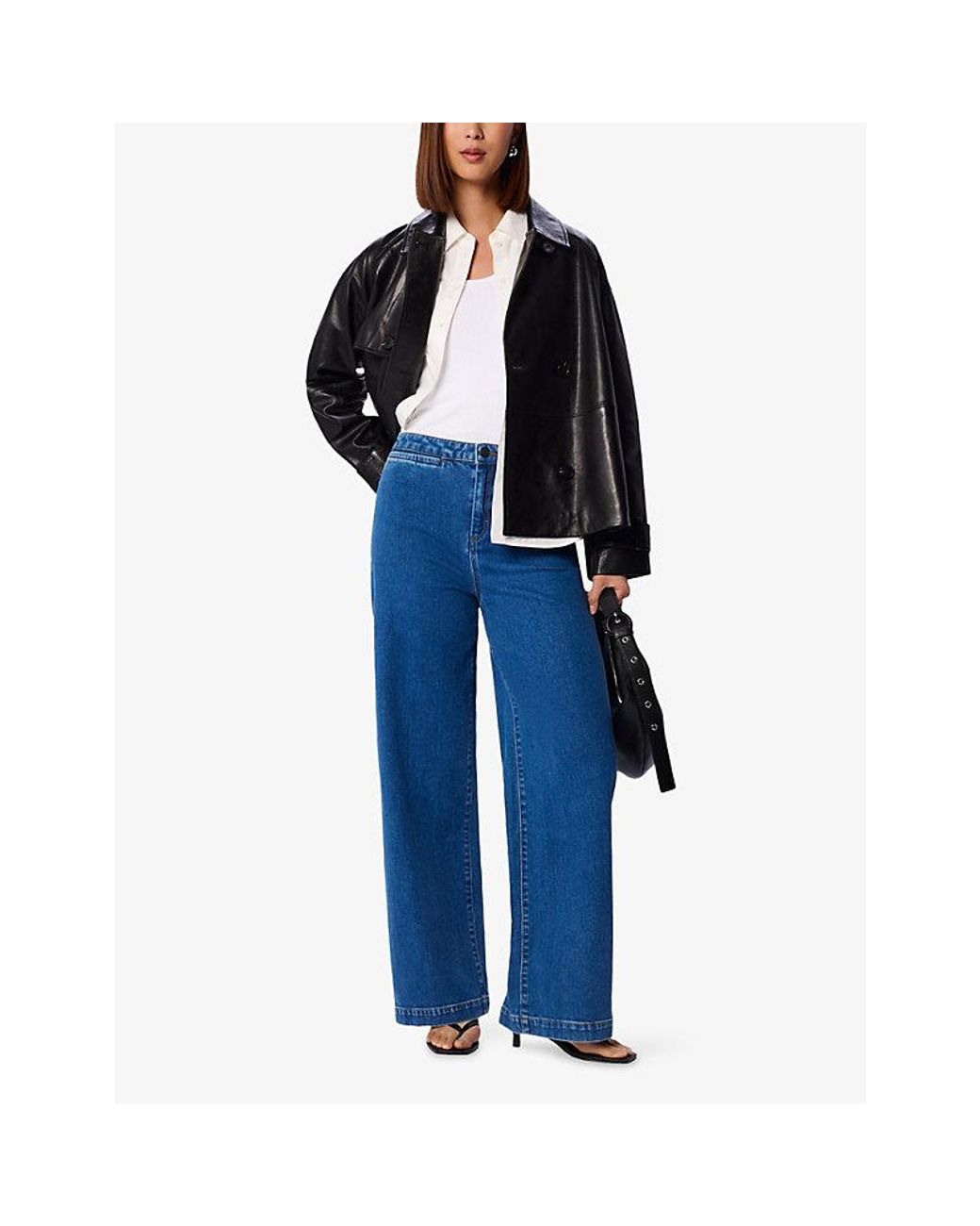Whistles Blue Straight-Fit High-Rise Stretch-Denim Jeans