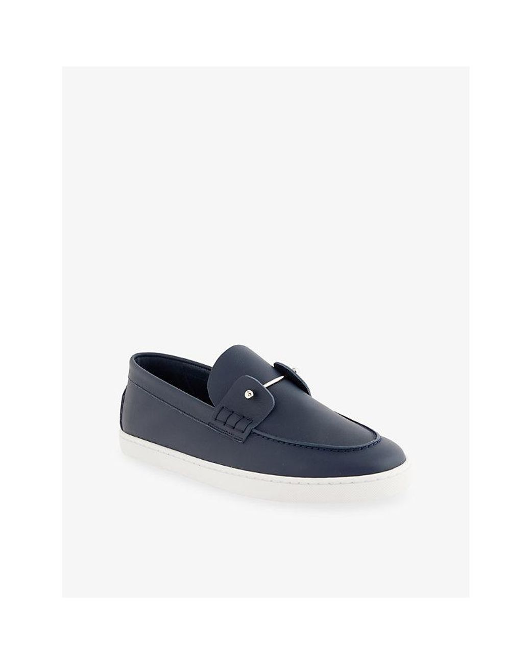 Christian Louboutin Blue Chambeliboat Leather Boat Shoes for men