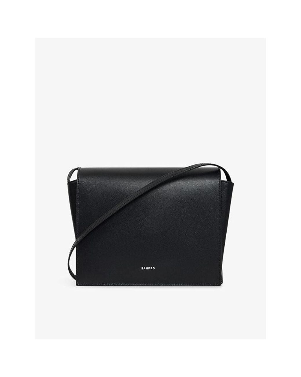 Sandro Black Logo Small Leather Shoulder Bag for men