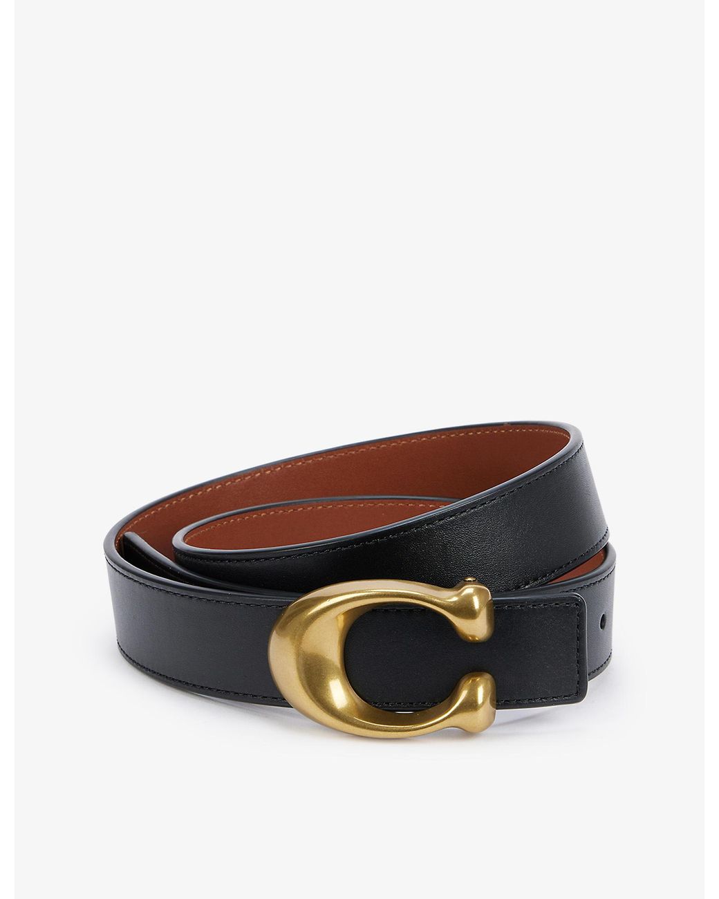 COACH Cbuckle Reversible Leather Belt in Black Lyst