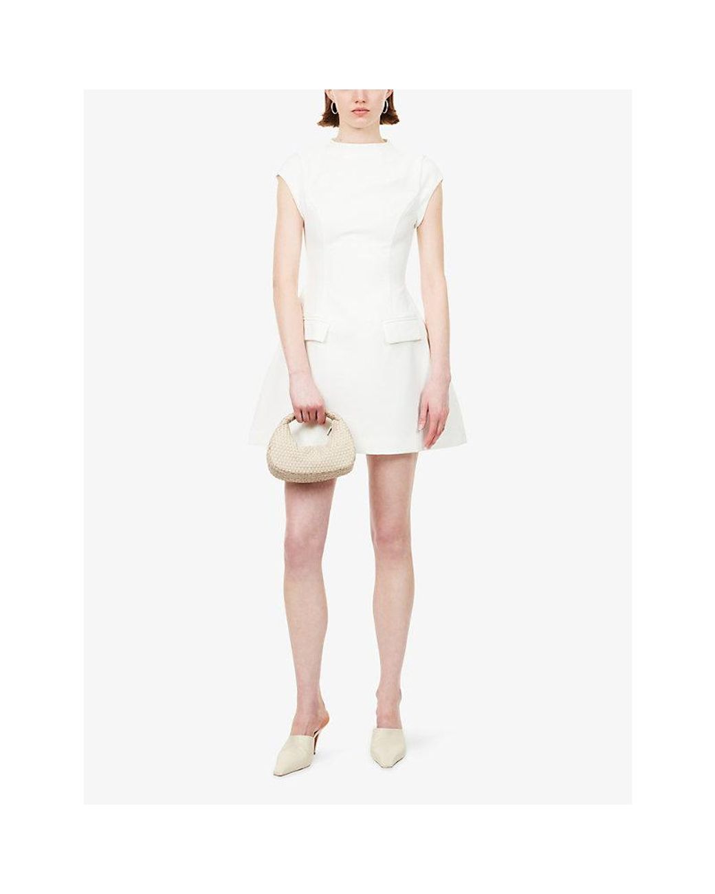 Odd Muse White High-Neck Cap-Sleeve Woven Mini Dress