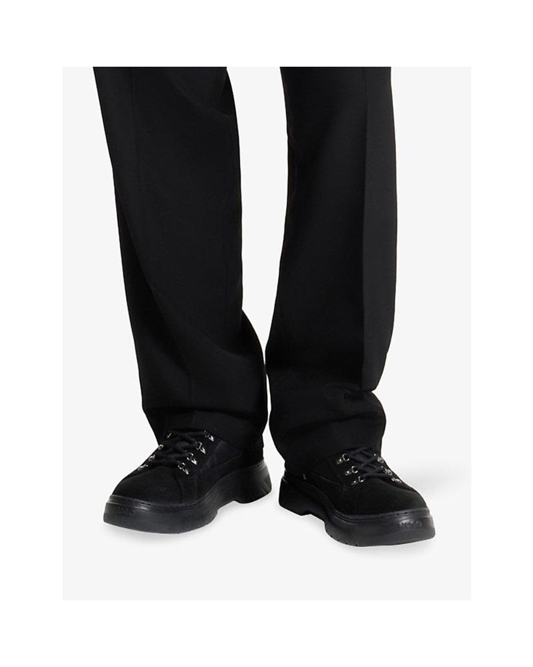 HUGO Black Lace-Up Suede And Canvas Boots for men