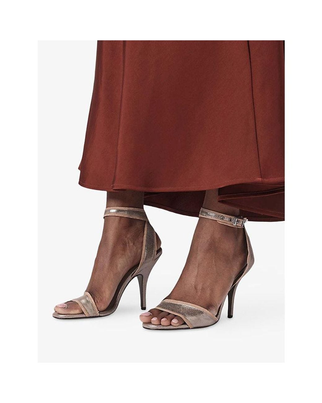 AllSaints White Vera Leather Heeled Sandals