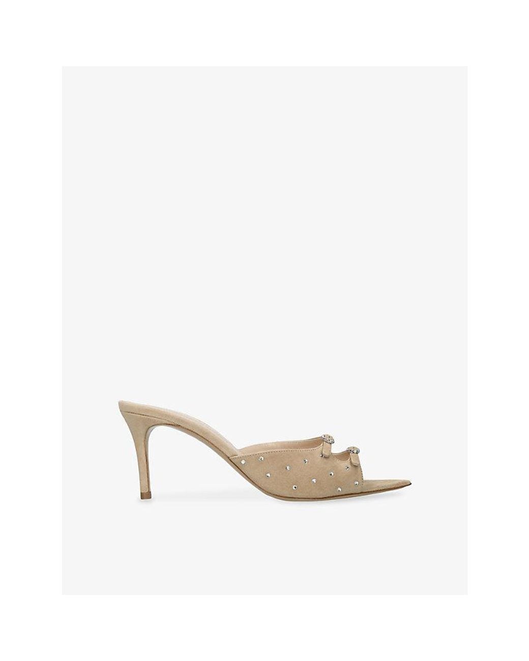 Andrea Wazen White Carol 75 Suede Heeled Mules