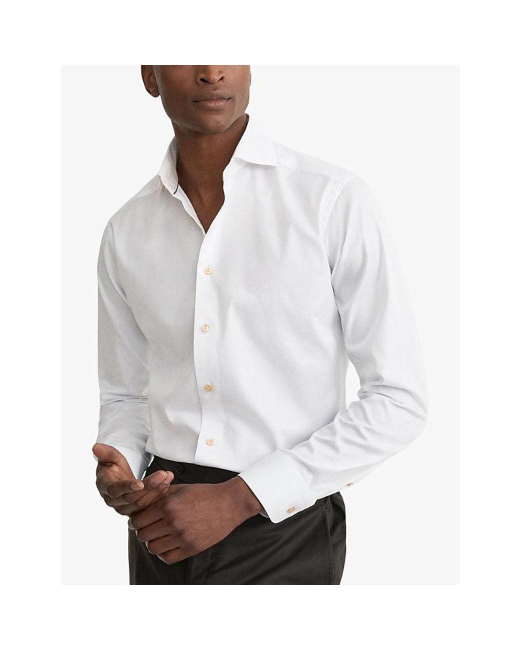 Eton of Sweden White Signature Geometric-Print Slim-Fit Cotton Shirt for men