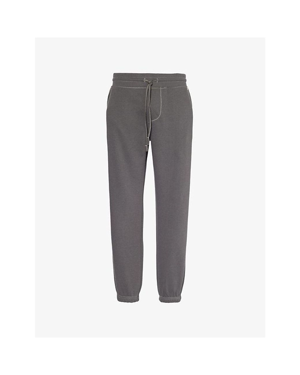 True Religion Gray Big-T Contrast-Stitching Tapered-Leg Relaxed-Fit Cotton-Blend Jogging Bottoms for men