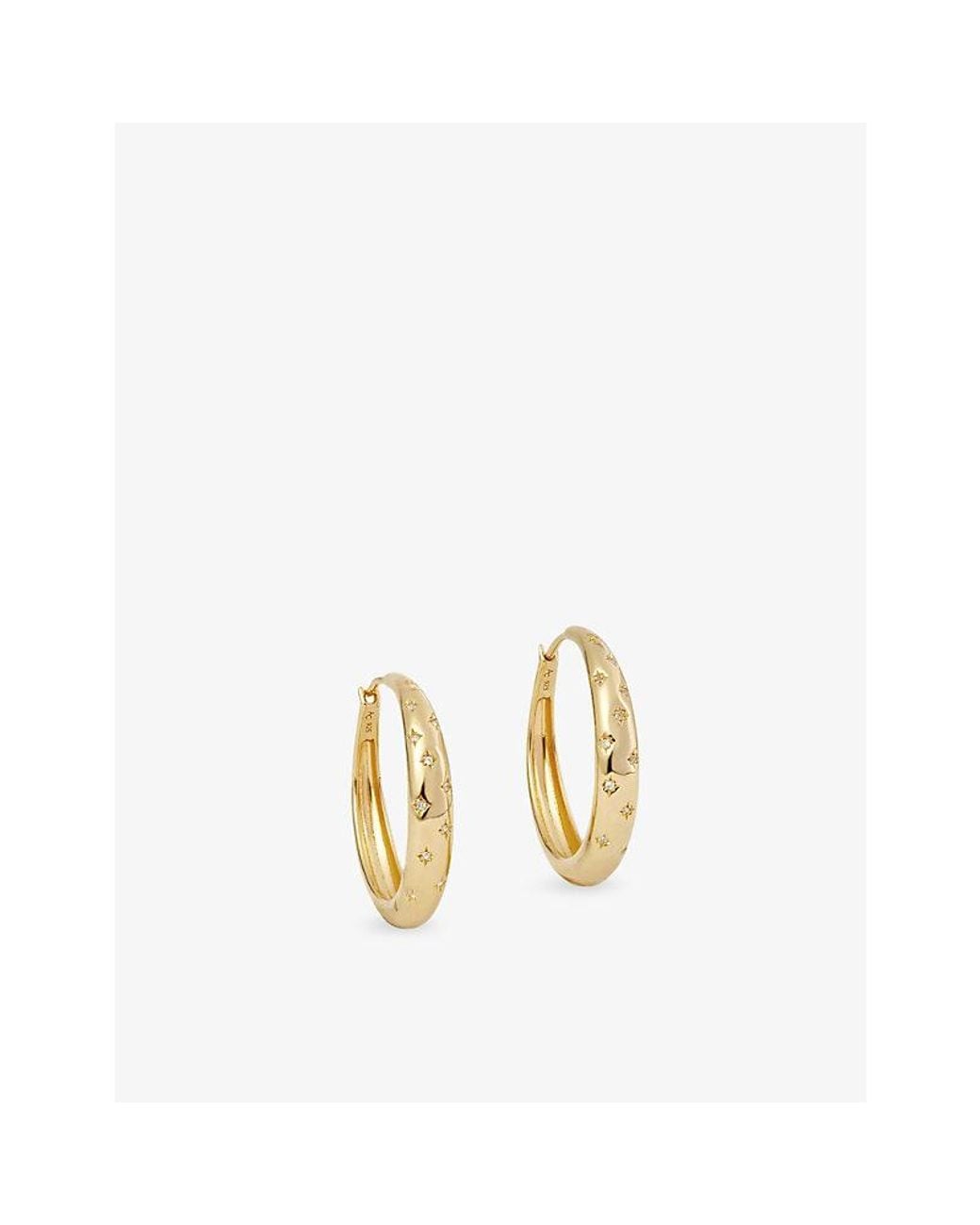 Astley Clarke Metallic Maxi Tiny Star 18Ct- Plated Sterling- And Lab-Grown-Sapphire Hoop Earrings