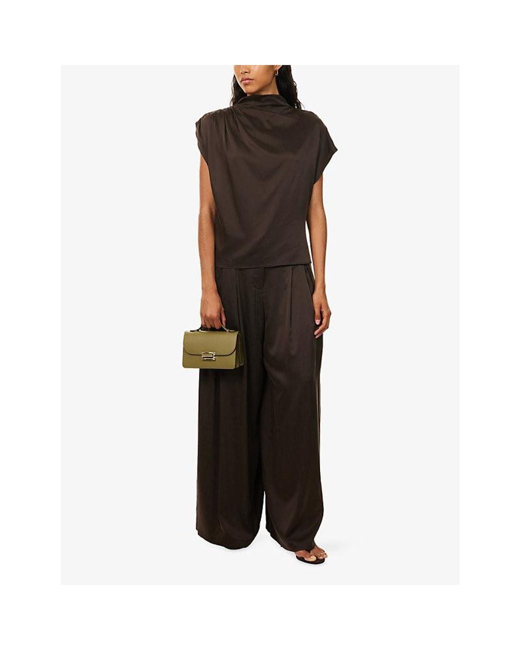 Twp Brown Wish You Would Silk Top