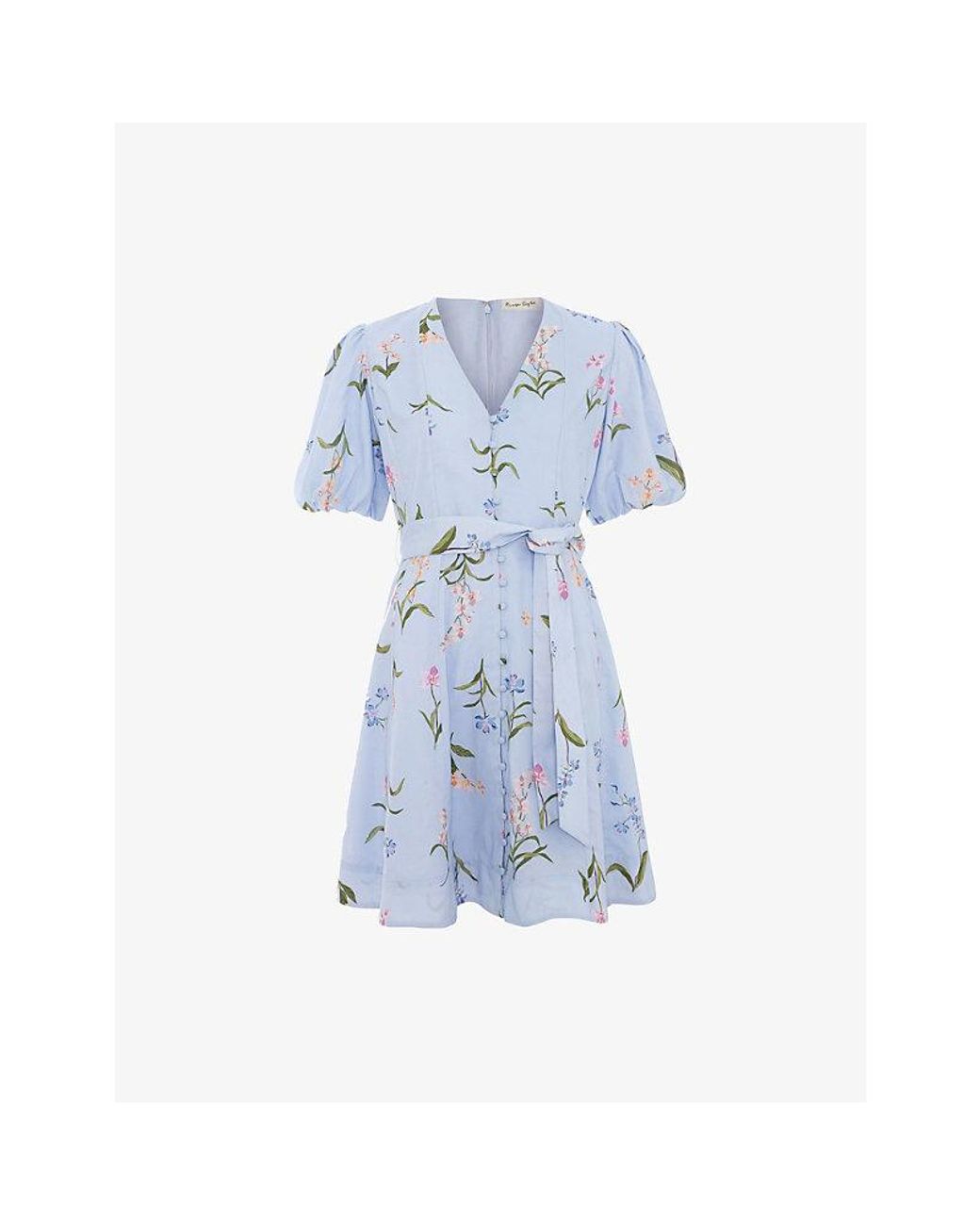 Phase Eight Blue Velma Floral-Print Cotton Mini Dress
