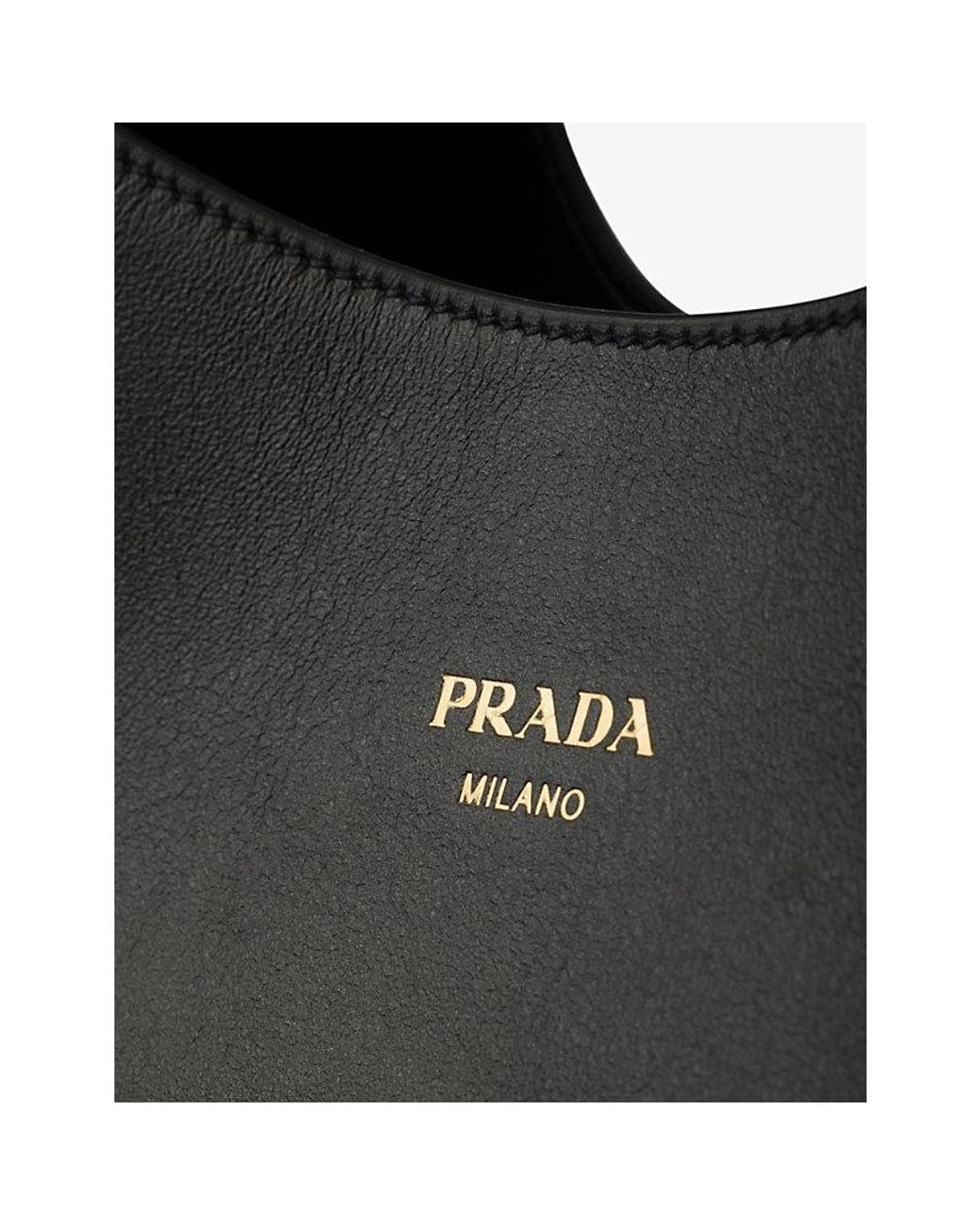 Prada Black Boogie Large Leather Hobo Bag