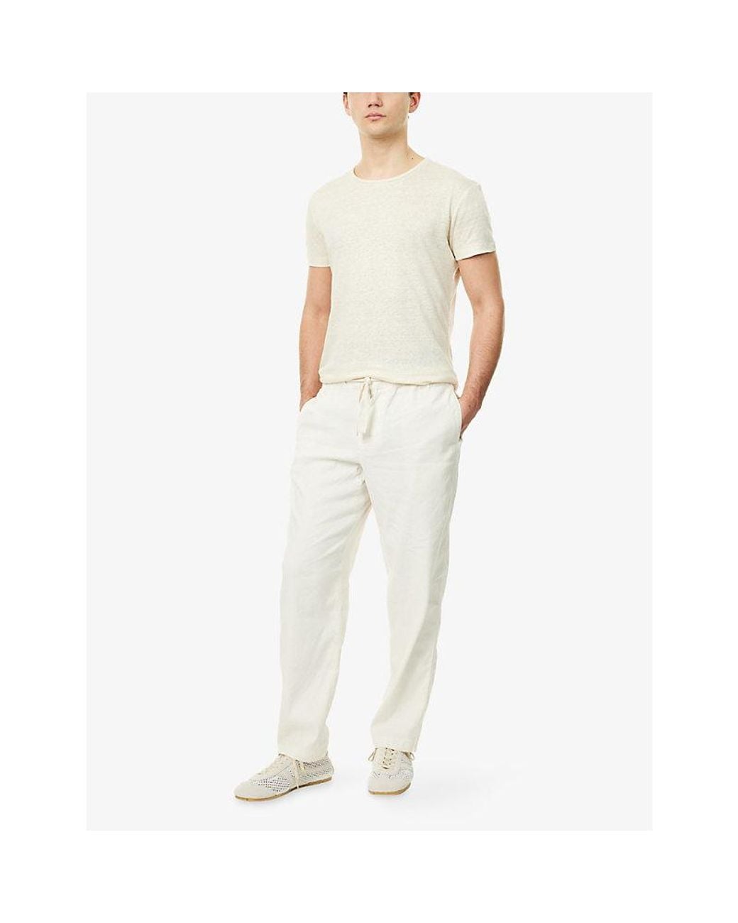 Orlebar Brown White Alex Straight-Leg Linen-Blend Trousers for men