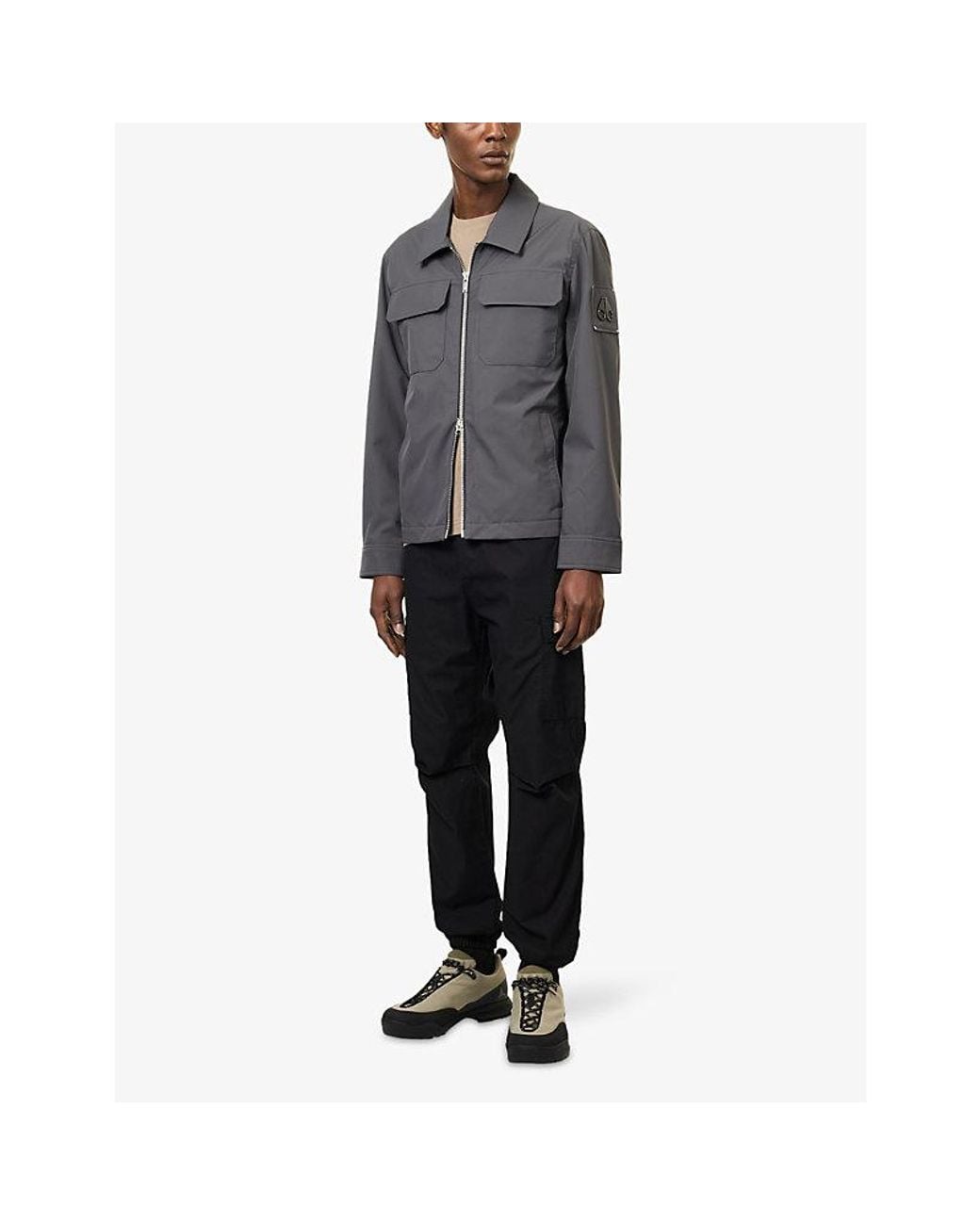 Moose Knuckles Gray Jacques Logo-Badge Woven Jacket for men