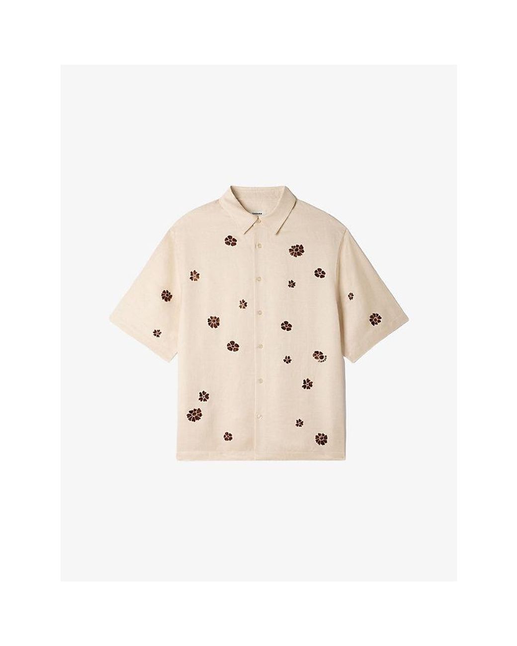 Sandro Natural Floral-Flocked Relaxed-Fit Woven Shirt for men