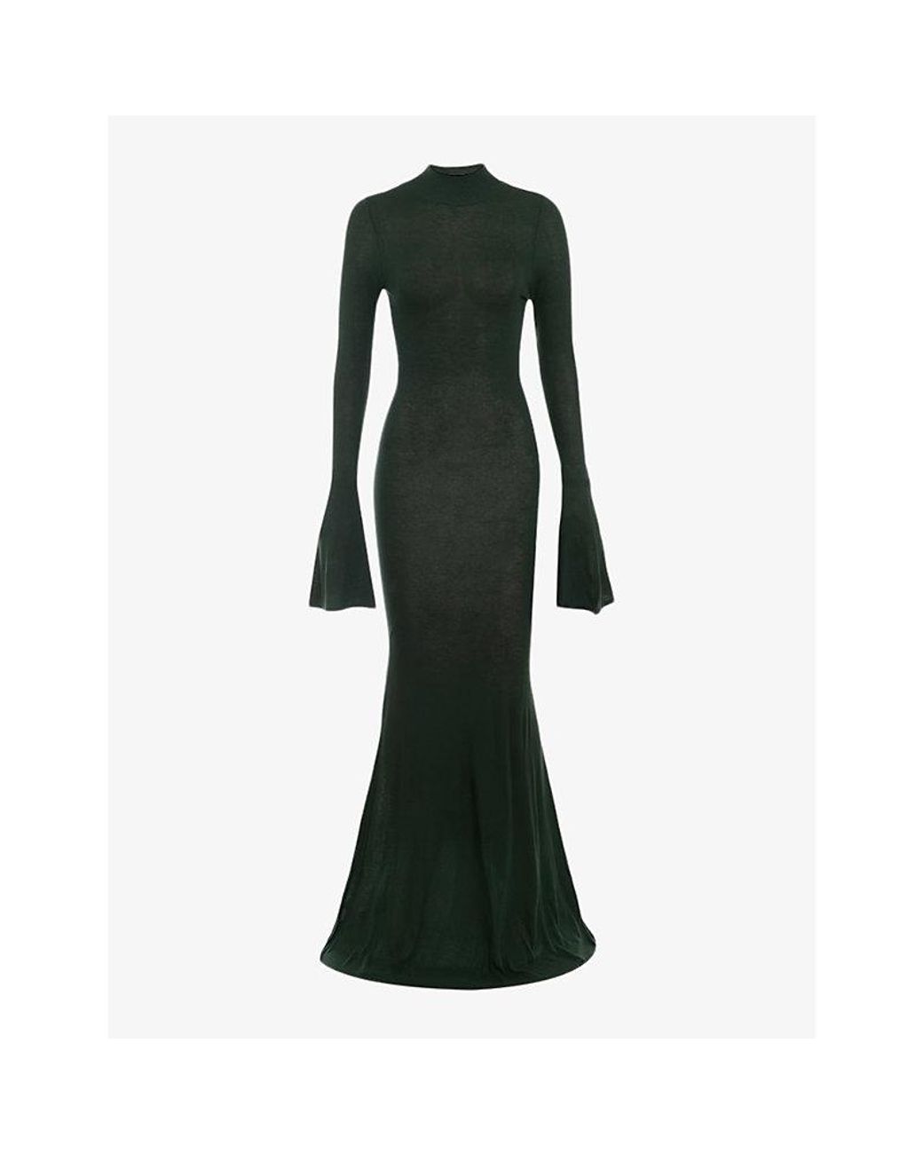 House Of Cb Sancha Fluted-Sleeve Knitted Maxi Dress in Green | Lyst