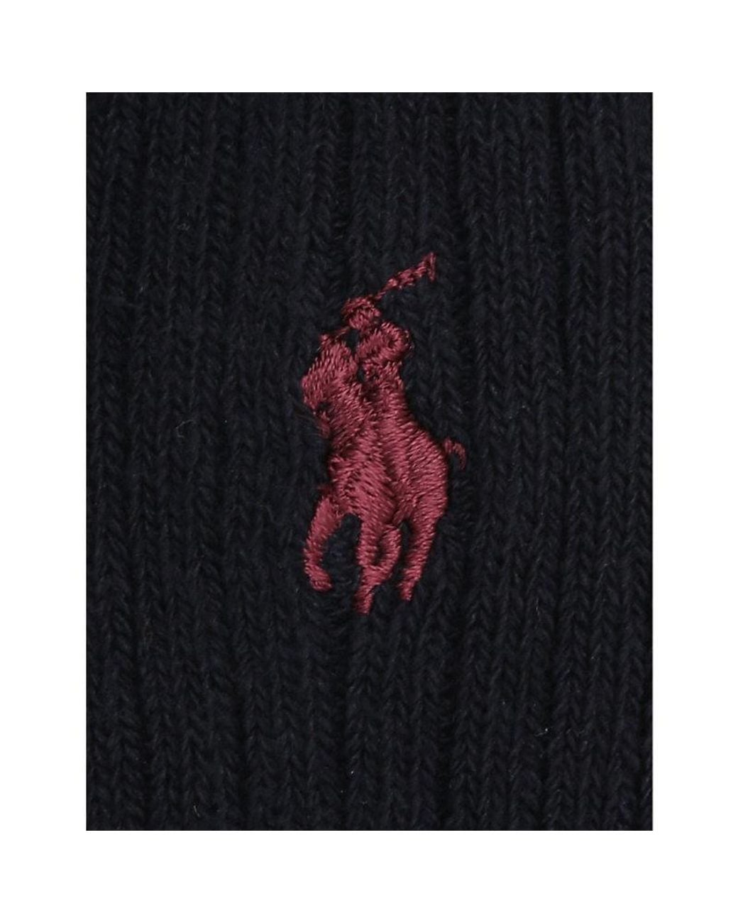 Polo Ralph Lauren Black Ribbed Cotton-Blend Socks for men