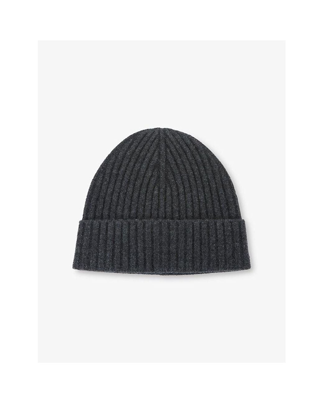 Reiss Black Belfry Ribbed Wool-Blend Beanie for men