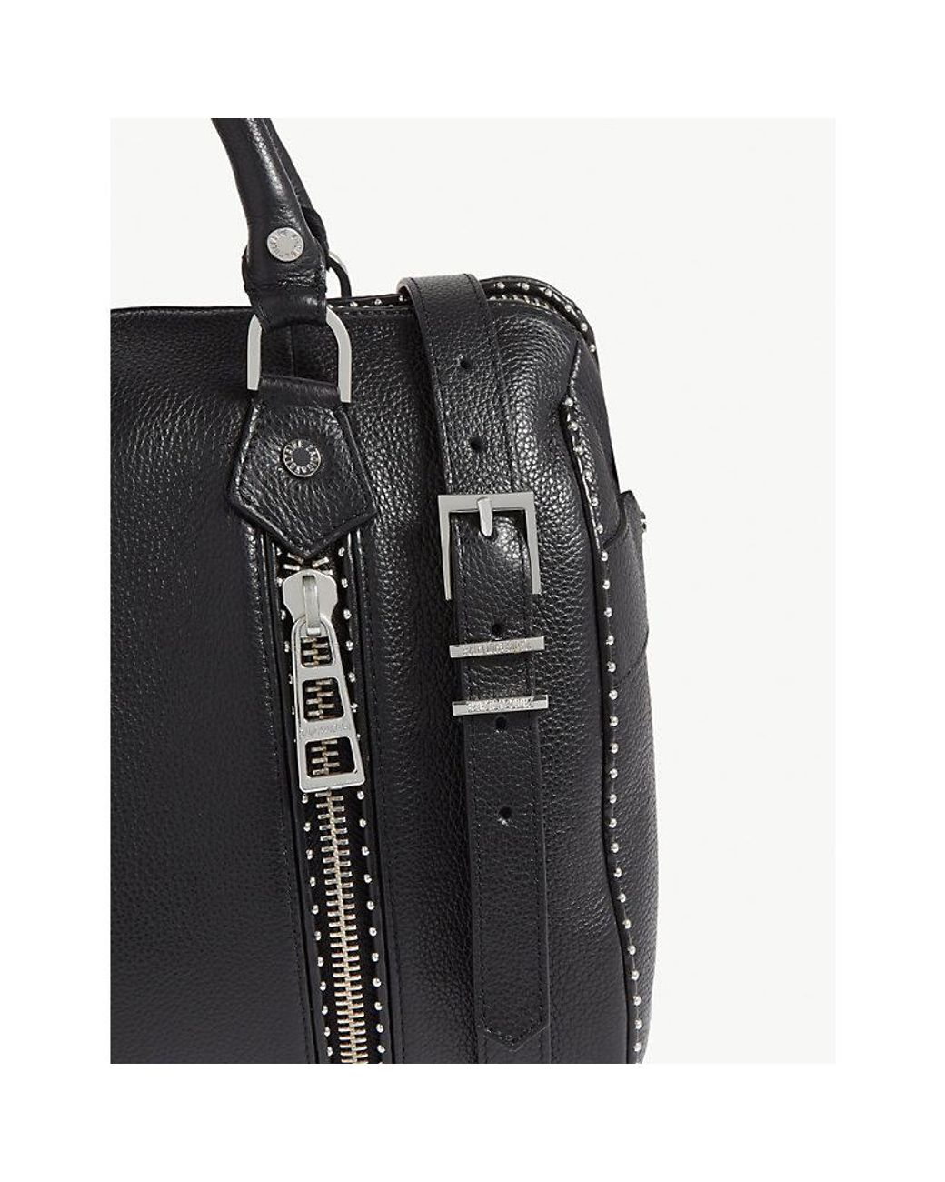 Zadig & Voltaire Black Sunny Studded Leather Bowling Bag