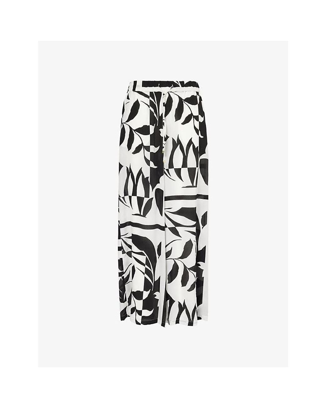 Max Mara Black Voto Printed Wide-Leg Silk Trousers