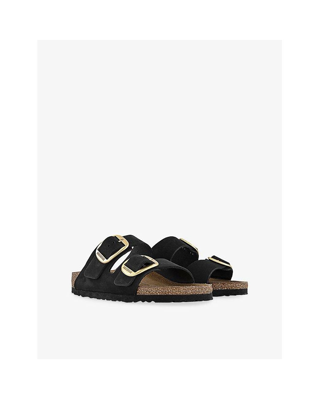 Birkenstock Black Arizona Big-Buckle Two-Strap Leather Sandals