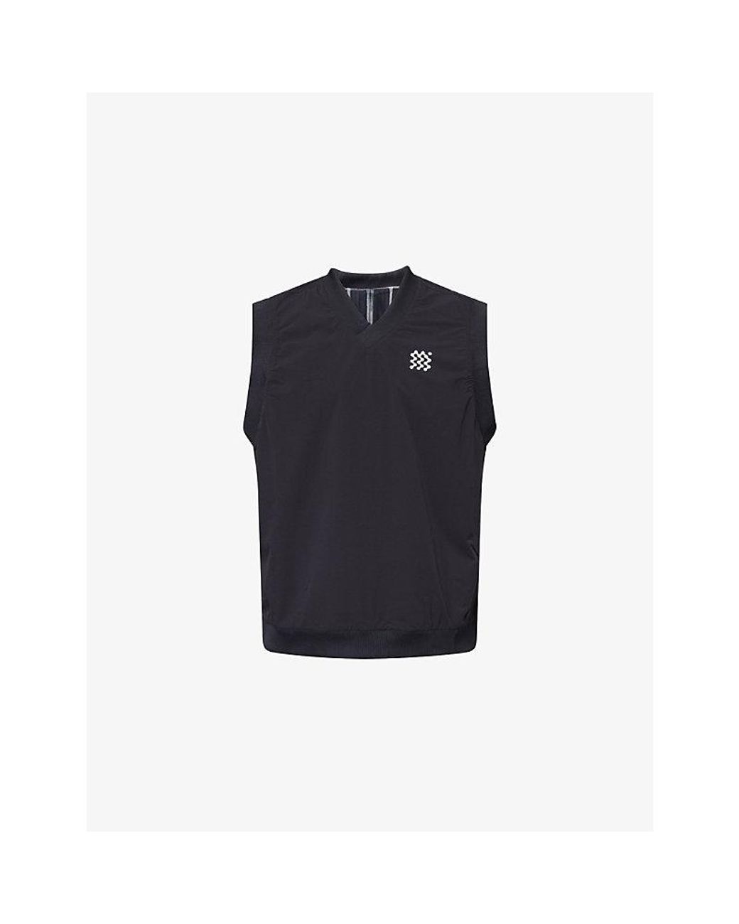 Manors Blue Reversible V-Neck Stretch-Woven Vest for men