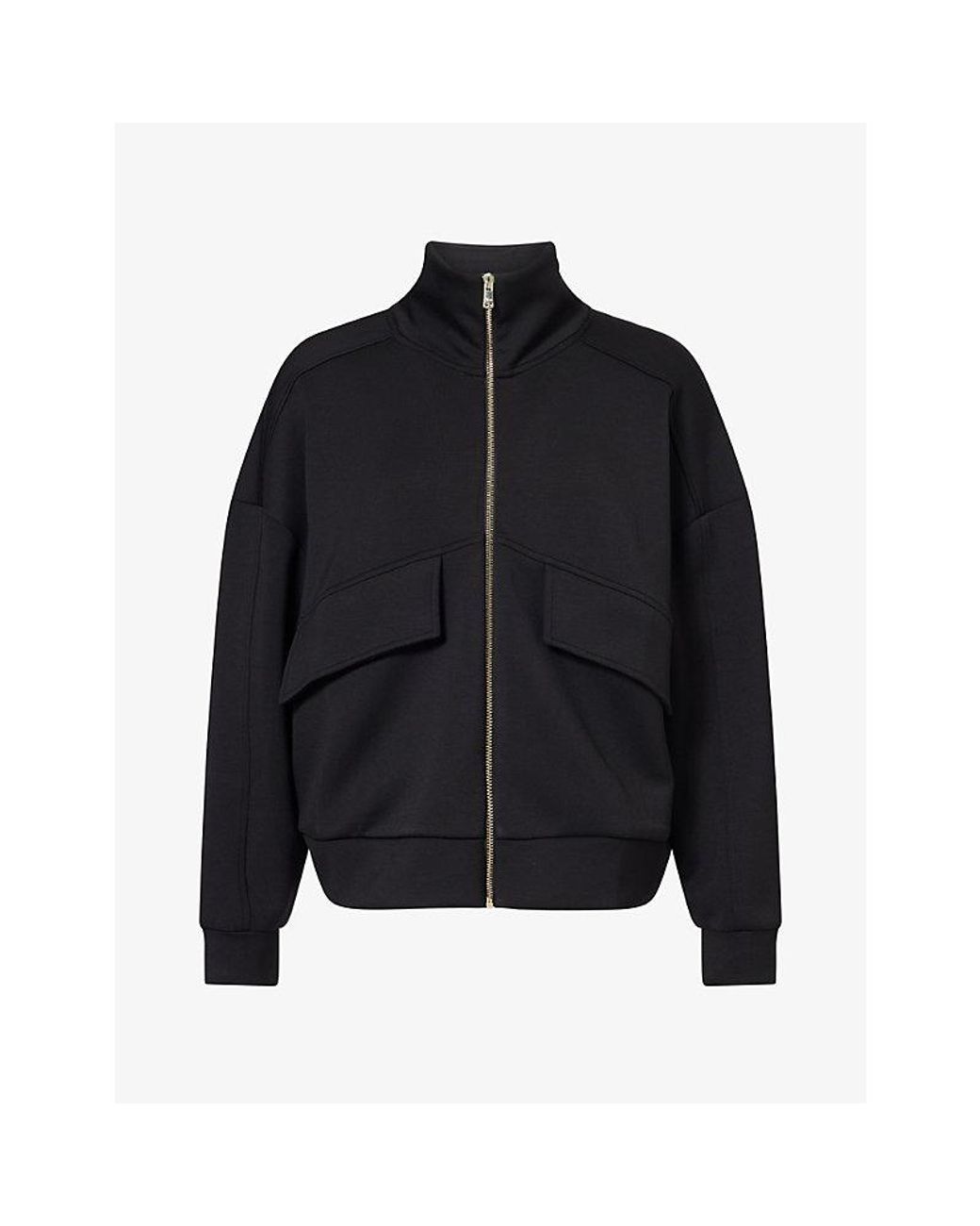 Now You Live Black Oakland Zip-Through Stretch-Modal-Blend Sweatshirt