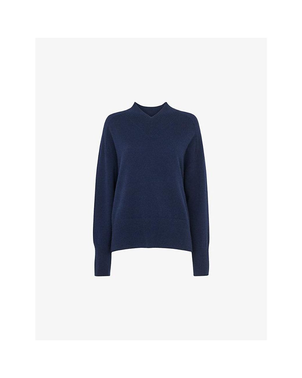 Whistles V-Neck Relaxed-Fit Cashmere Jumper in Blue Lyst UK