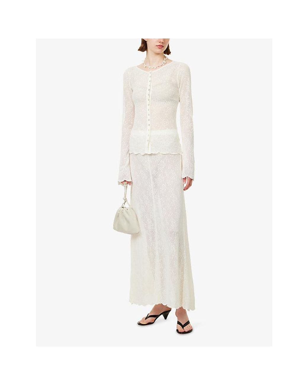 Dissh White Delia Sheer Cotton-Knit Top
