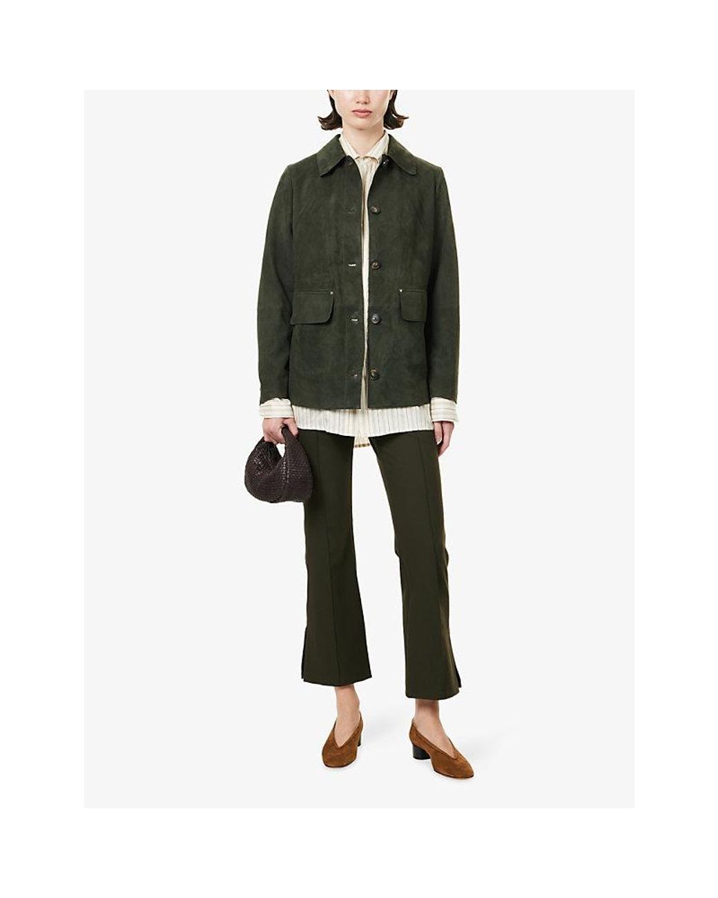 Vince Green Mid-Rise Flared Stretch-Cotton Trousers