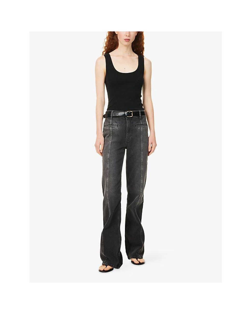 Free People Gray Firecracker Flared Denim Jeans