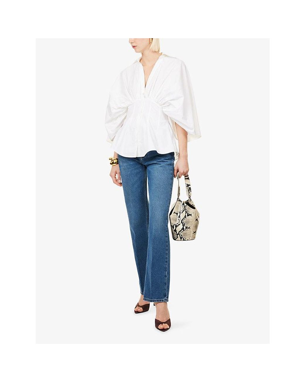 Palmer//Harding White Resilient V-Neckline Cotton Shirt