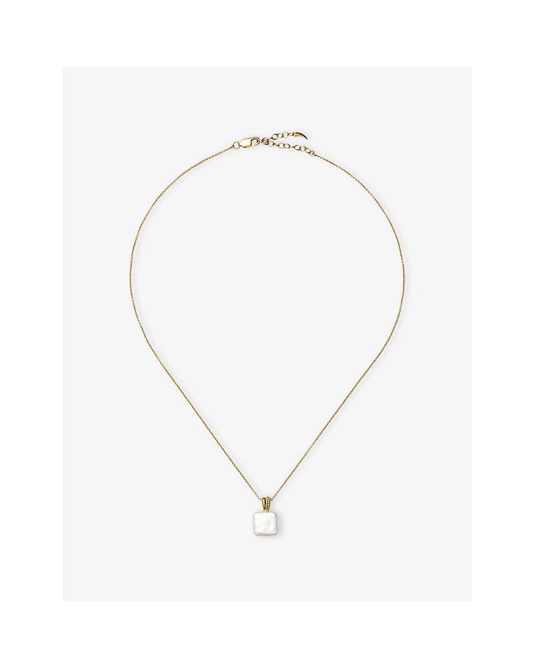 Missoma Metallic Square Pearl Baya 18Ct Vermeil And Freshwater Pearl Pendant Necklace