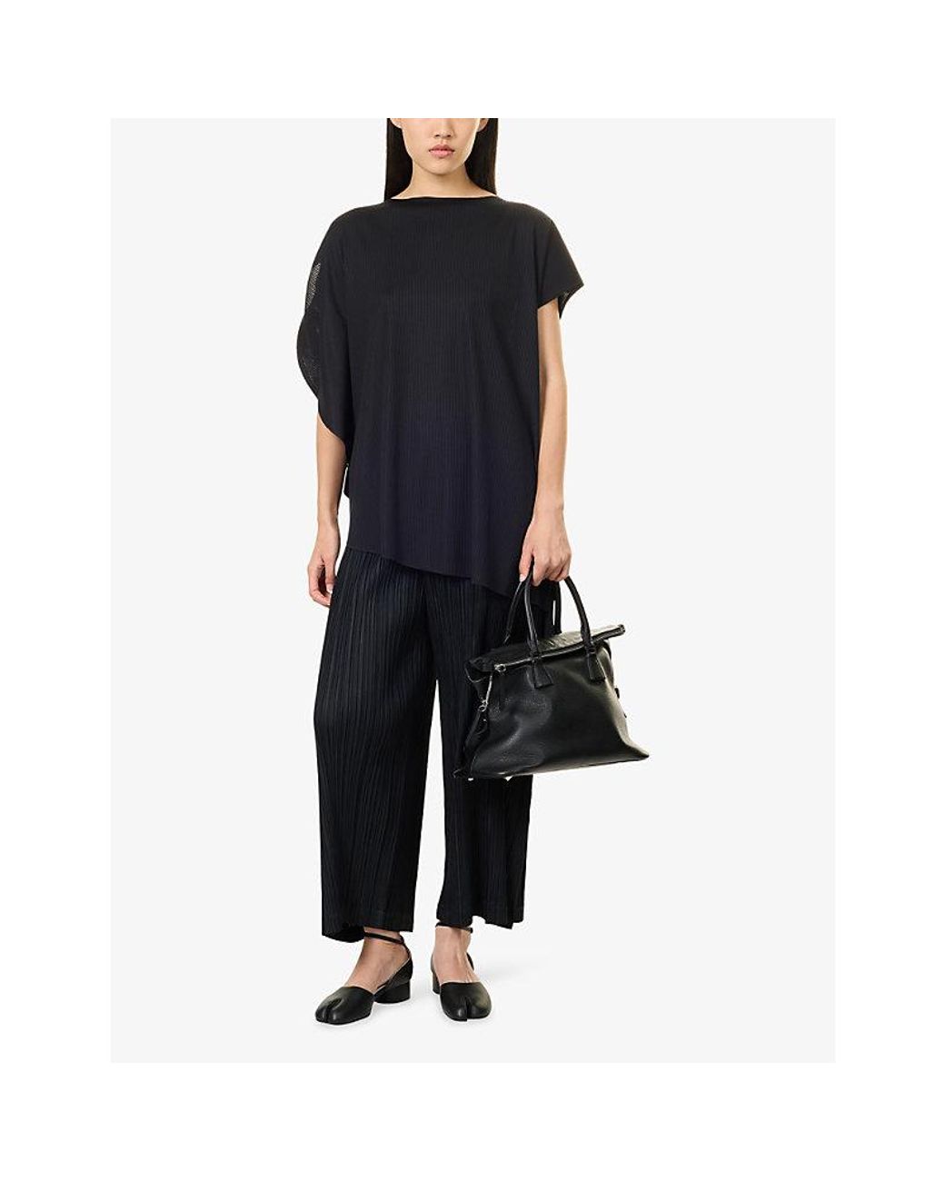 Pleats Please Issey Miyake Black A-Poc Slice Pleated Knitted Shirt