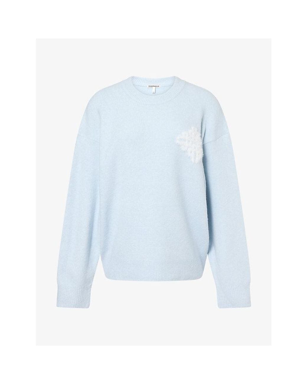 The Couture Club Blue Fluffy Crew-Neck Knit Jumper