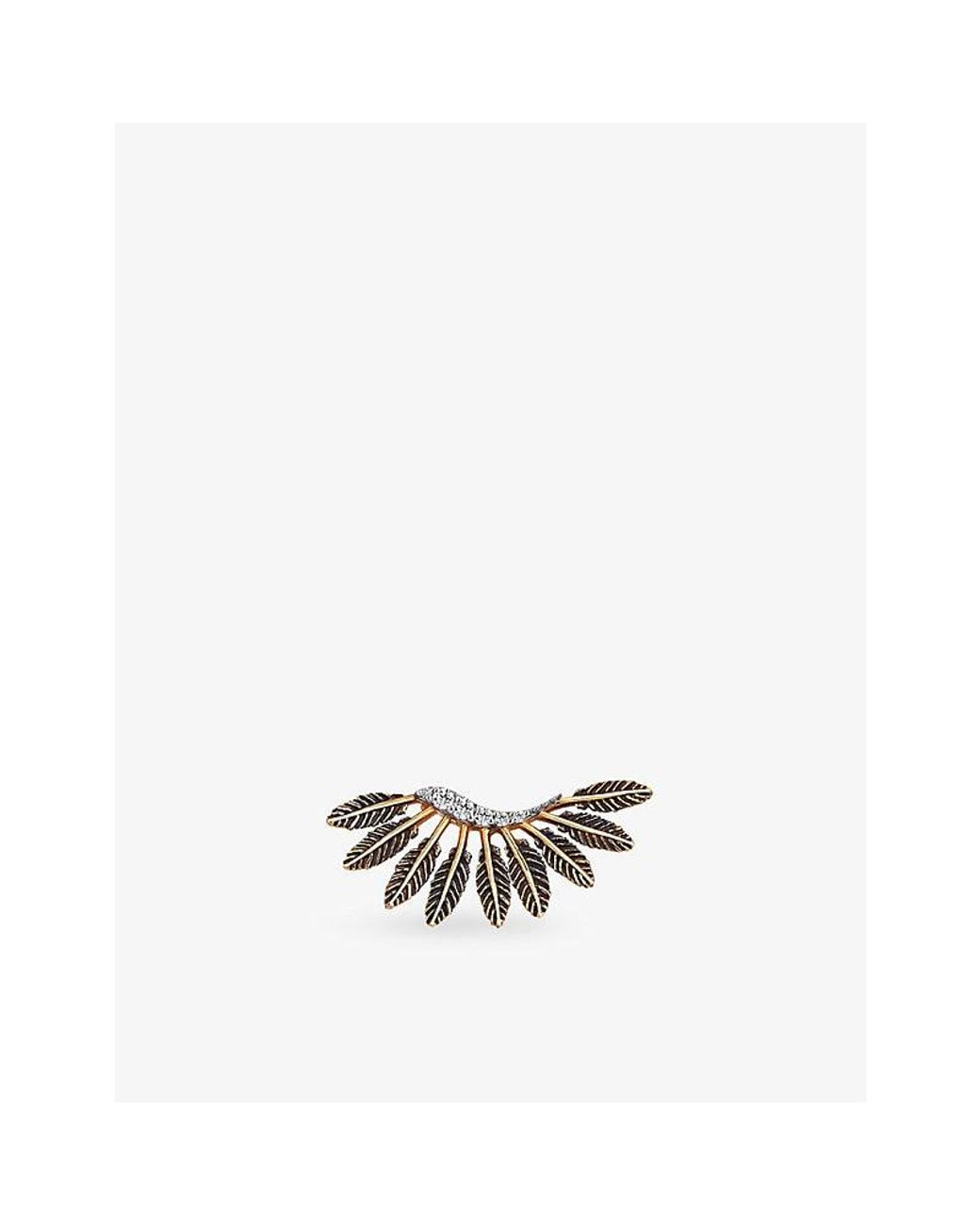 Kismet by Milka White Feather Arc 0.06Ct Diamond Stud Earring